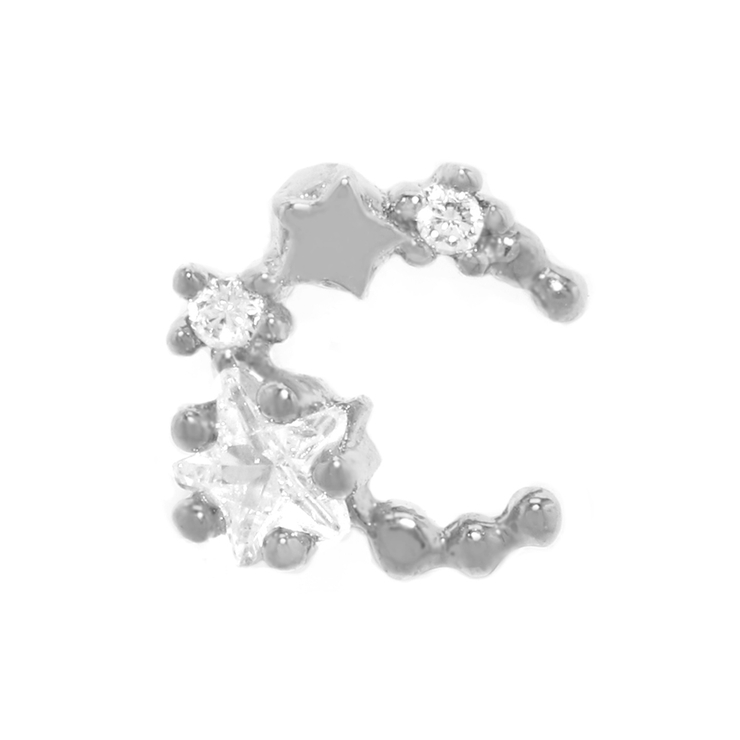 シルバー | 軟骨ピアス 月星ジュエルムーンスターキュービックジルコニア ボディピアス | ボディピアス専門店凛RIN