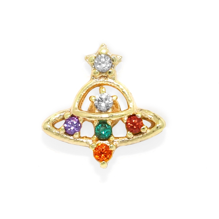 ゴールド・S | 軟骨ピアス 宇宙UFO円盤ジュエルキュービックジルコニアシルバー ボディピアス | ボディピアス専門店凛RIN