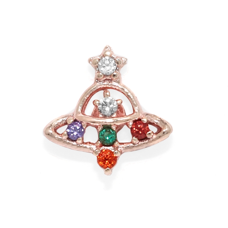 ピンクゴールド・S | 軟骨ピアス 宇宙UFO円盤ジュエルキュービックジルコニアシルバー ボディピアス | ボディピアス専門店凛RIN