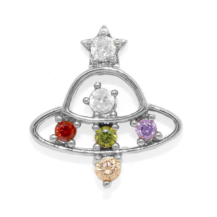 シルバー・L | 軟骨ピアス 宇宙UFO円盤ジュエルキュービックジルコニアシルバー ボディピアス | ボディピアス専門店凛RIN