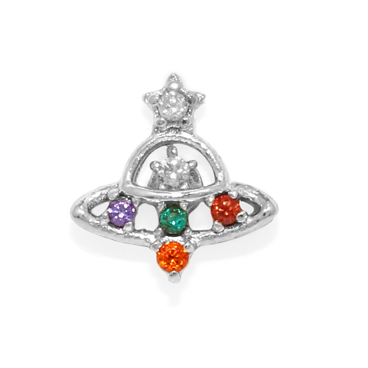 シルバー・S | 軟骨ピアス 宇宙UFO円盤ジュエルキュービックジルコニアシルバー ボディピアス | ボディピアス専門店凛RIN