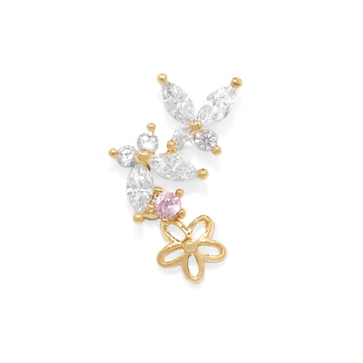 ゴールド | 軟骨ピアス 蝶花バタフライフラワージュエルきれいイヤーフィットインナーコンク ボ… | ボディピアス専門店凛RIN