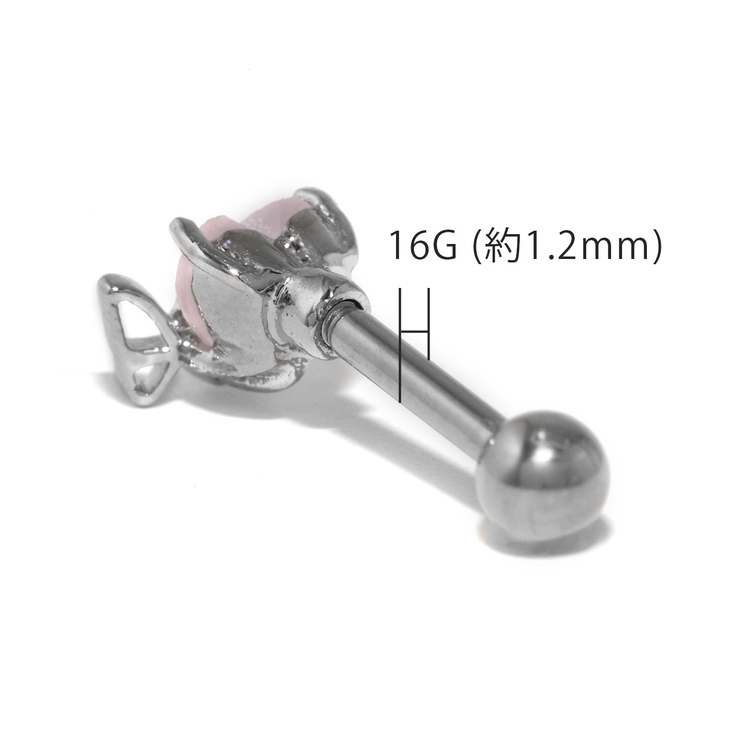 軟骨ピアス ピンクハートジュエル蝶々バタフライ ストレートバーベル | ボディピアス専門店凛RIN | 詳細画像12 