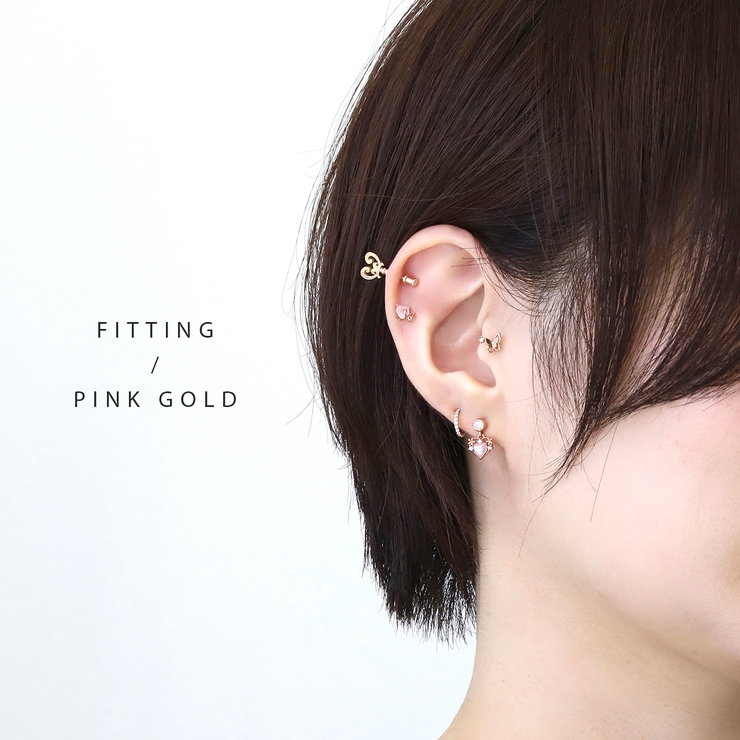 軟骨ピアス ピンクハートジュエル蝶々バタフライ ストレートバーベル | ボディピアス専門店凛RIN | 詳細画像4 