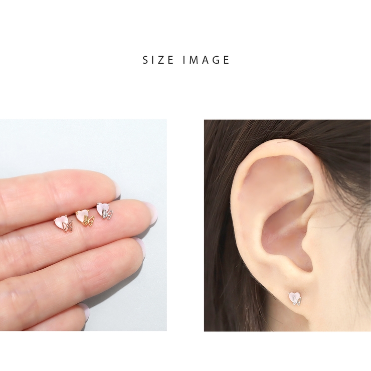 軟骨ピアス ピンクハートジュエル蝶々バタフライ ストレートバーベル | ボディピアス専門店凛RIN | 詳細画像7 