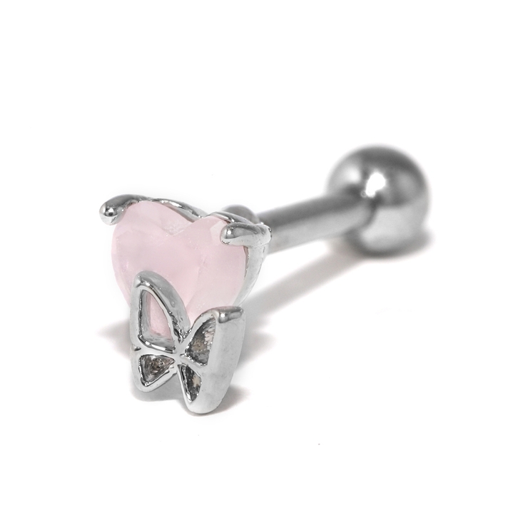 軟骨ピアス ピンクハートジュエル蝶々バタフライ ストレートバーベル | ボディピアス専門店凛RIN | 詳細画像9 