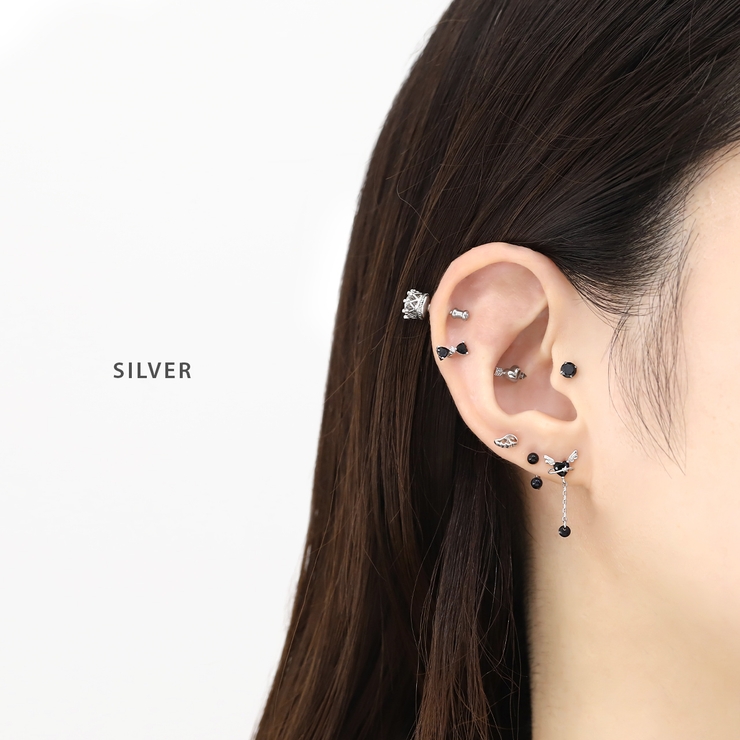 軟骨ピアス ハート黒天使の羽惑星ゴシックキュービックジルコニア ボディピアス | ボディピアス専門店凛RIN | 詳細画像4 