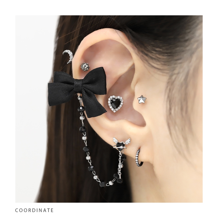 軟骨ピアス ハート黒天使の羽惑星ゴシックキュービックジルコニア ボディピアス | ボディピアス専門店凛RIN | 詳細画像5 