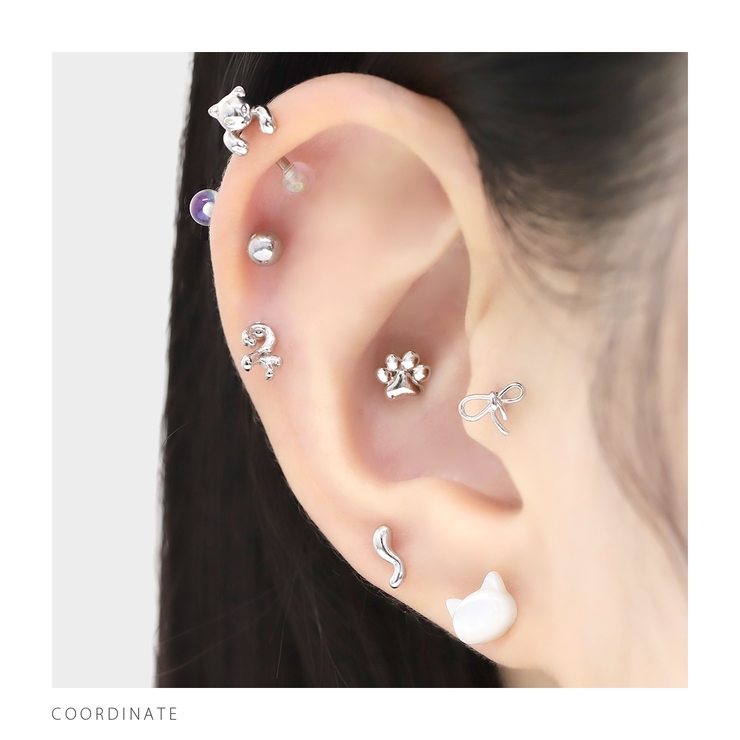 軟骨ピアス 数字ナンバー文字かわいいシンプルシルバーネジ式おしゃれ ボディピアス | ボディピアス専門店凛RIN | 詳細画像5 