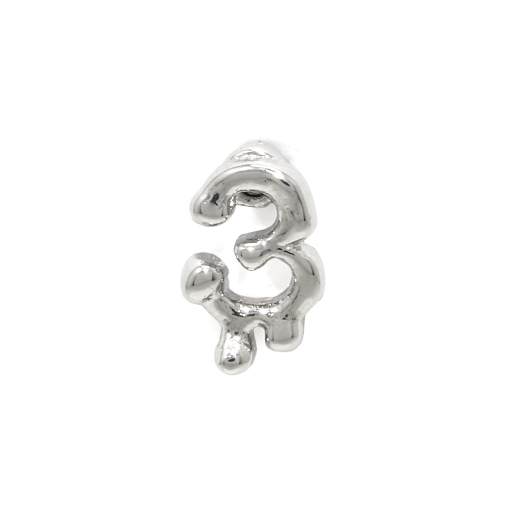 3 | 軟骨ピアス 数字ナンバー文字かわいいシンプルシルバーネジ式おしゃれ ボディピアス | ボディピアス専門店凛RIN
