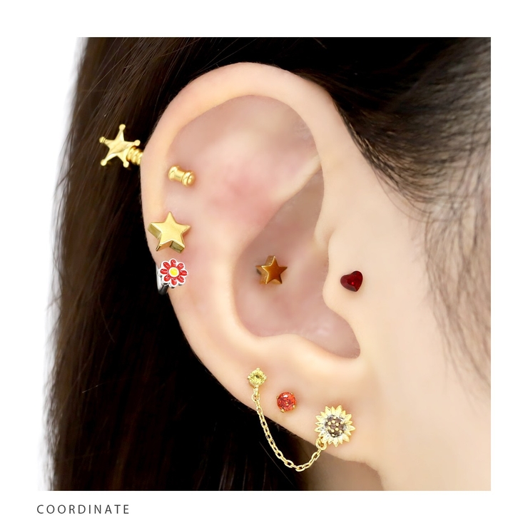 ボディピアス ひまわりフラワージュエルイエロー 金属アレルギーサージカルステンレ… | ボディピアス専門店凛RIN | 詳細画像4 