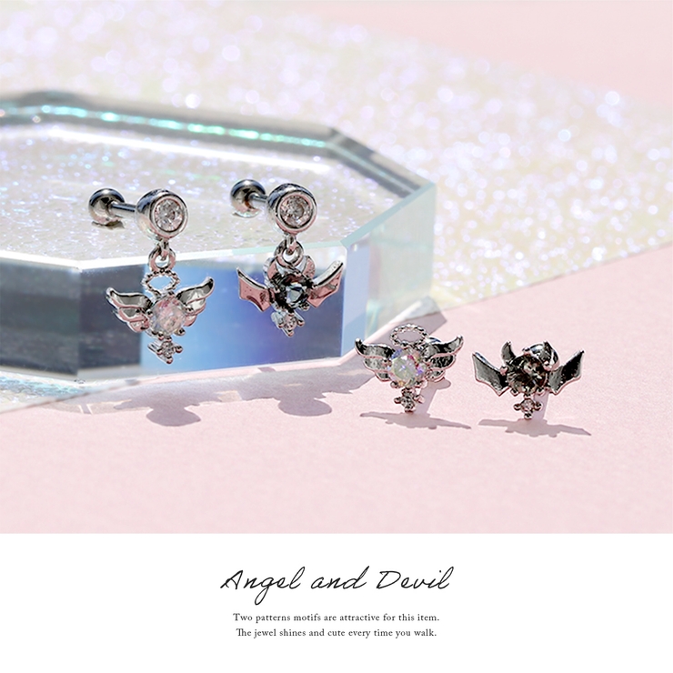 軟骨ピアス 天使悪魔ハロウィン翼羽ジュエル ボディピアス | ボディピアス専門店凛RIN | 詳細画像2 