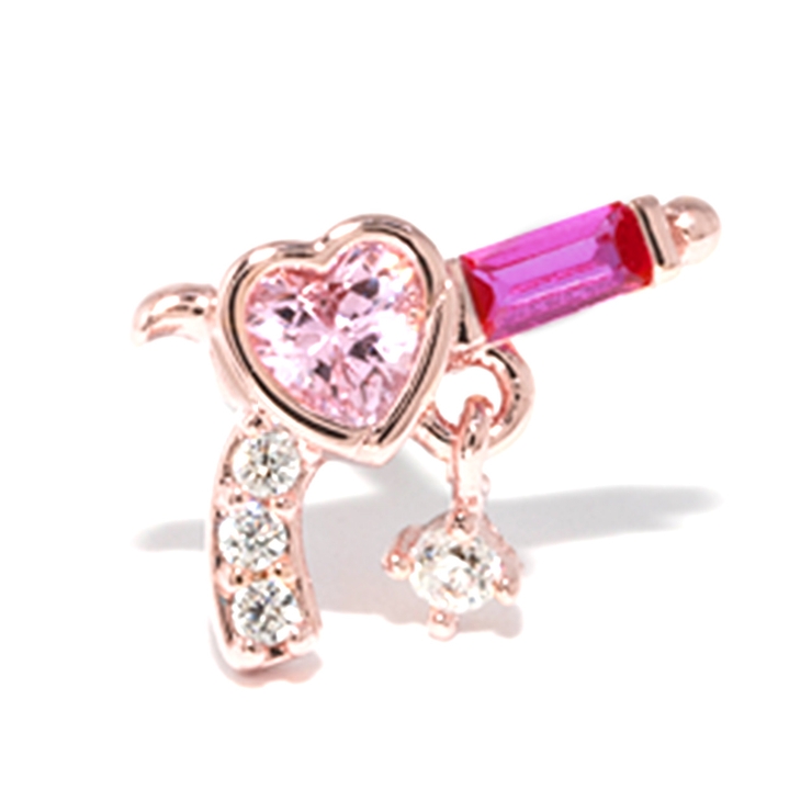ピンクゴールド・ピンク | 軟骨ピアス ピストルかわいいハート 拳銃 | ボディピアス専門店凛RIN