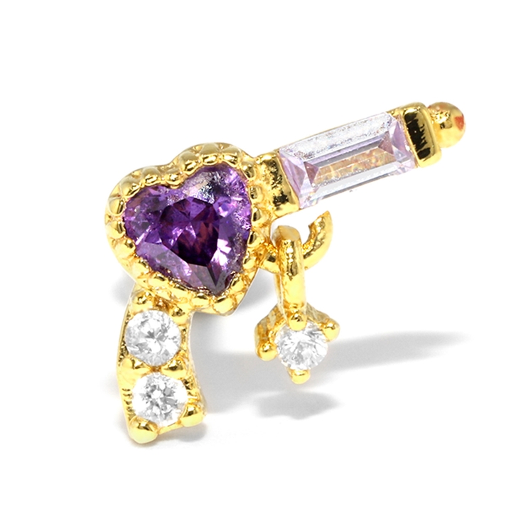 ゴールド・パープル | 軟骨ピアス ピストルかわいいハート 拳銃 | ボディピアス専門店凛RIN