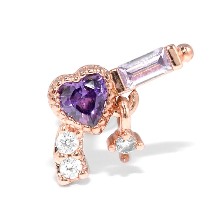 ピンクゴールド・パープル | 軟骨ピアス ピストルかわいいハート 拳銃 | ボディピアス専門店凛RIN