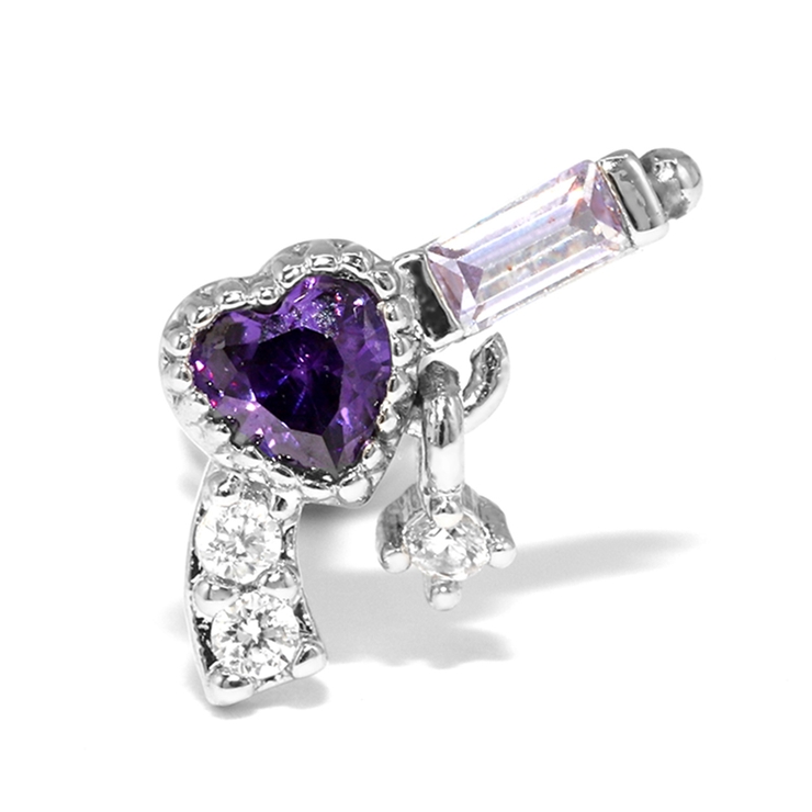 シルバー・パープル | 軟骨ピアス ピストルかわいいハート 拳銃 | ボディピアス専門店凛RIN