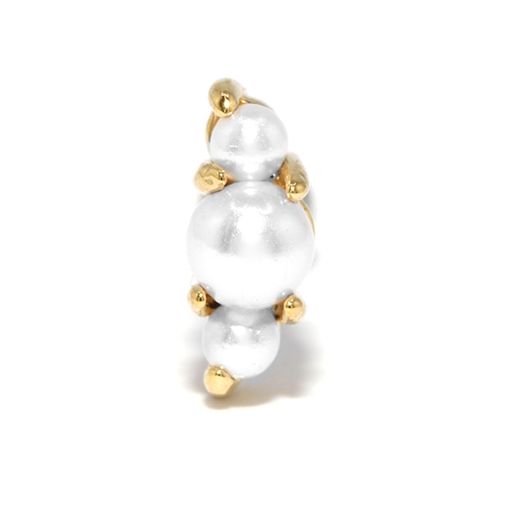 ゴールド | 軟骨ピアス 3連パール イヤーフィット | ボディピアス専門店凛RIN