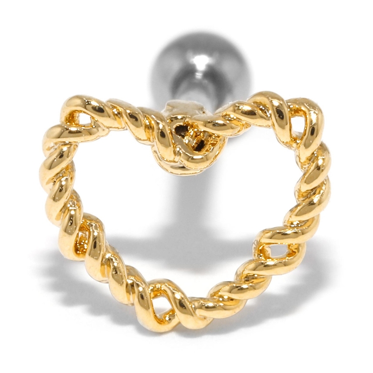 ゴールド | 軟骨ピアス ハートフレーム ハートツイストデザイン | ボディピアス専門店凛RIN