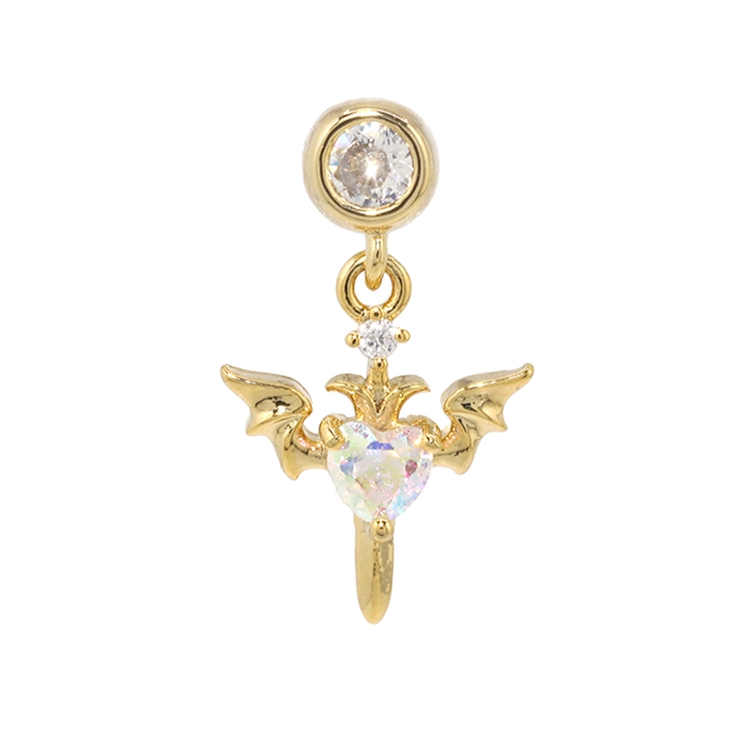 ゴールド | 軟骨ピアス デビル羽悪魔ウィングハート オーロラジュエルキュービックジルコニアス… | ボディピアス専門店凛RIN