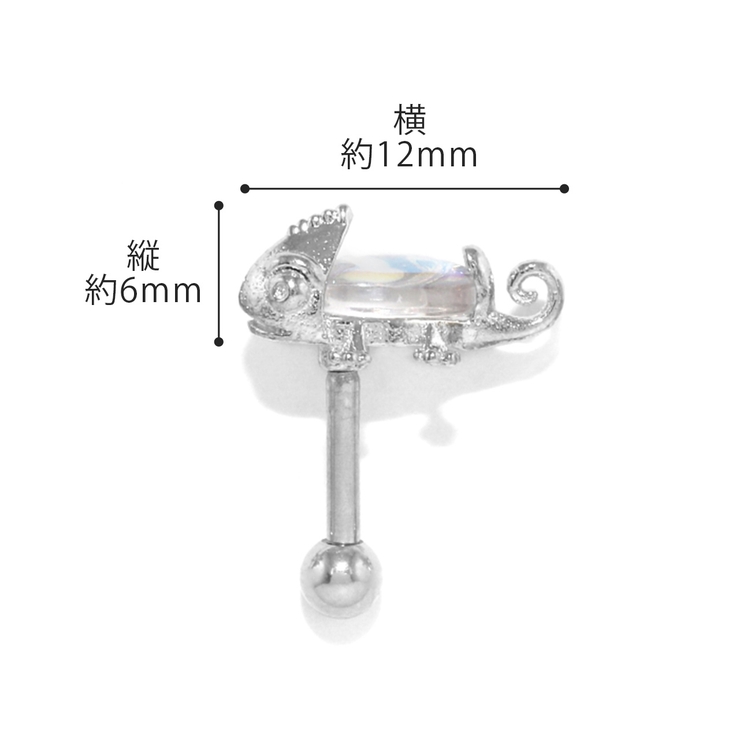 軟骨ピアスカメレオンかめれおん 爬虫類は虫類 キラキラオーロラ | ボディピアス専門店凛RIN | 詳細画像13 