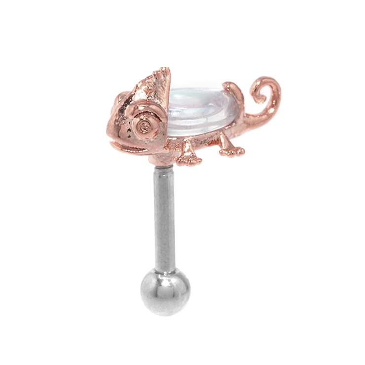 ピンクゴールド | 軟骨ピアスカメレオンかめれおん 爬虫類は虫類 キラキラオーロラ | ボディピアス専門店凛RIN