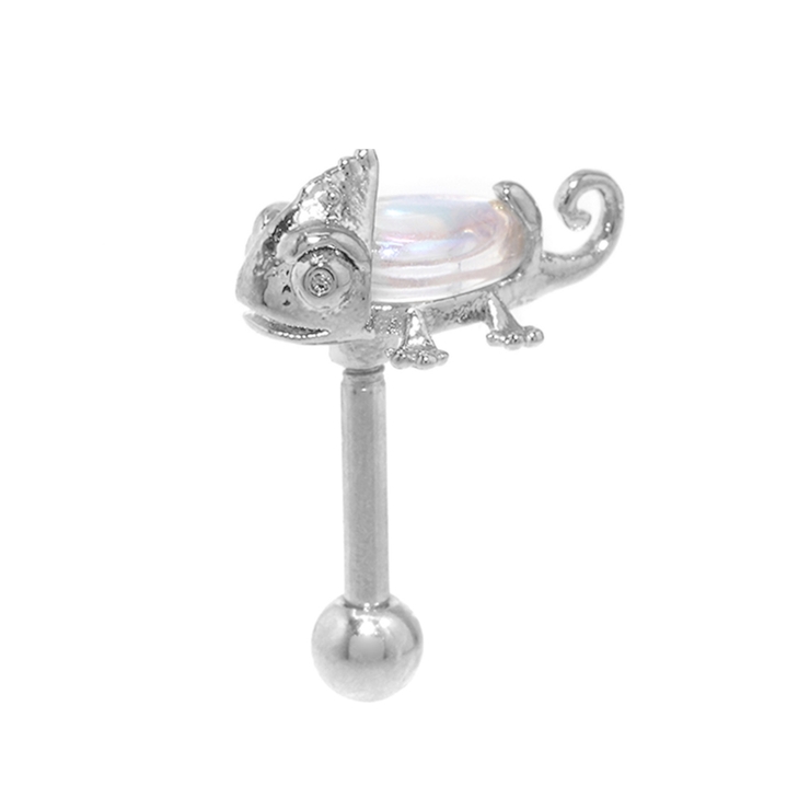 シルバー | 軟骨ピアスカメレオンかめれおん 爬虫類は虫類 キラキラオーロラ | ボディピアス専門店凛RIN