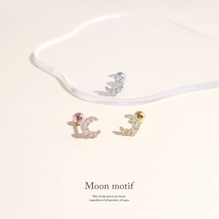 軟骨ピアス ムーンジュエル三日月キュービックジルコニア華やか ボディピアス | ボディピアス専門店凛RIN | 詳細画像2 