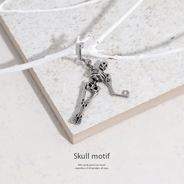 チャーム 骸骨スカルシルバーかっこいいハロウィン ボディピアス | ボディピアス専門店凛RIN | 詳細画像2 