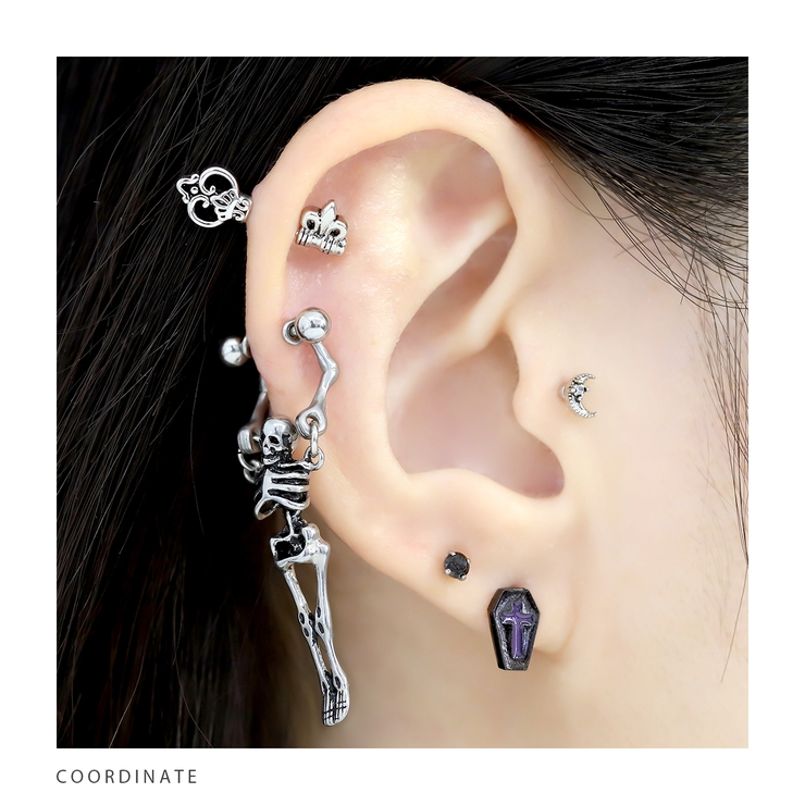 チャーム 骸骨スカルシルバーかっこいいハロウィン ボディピアス | ボディピアス専門店凛RIN | 詳細画像4 
