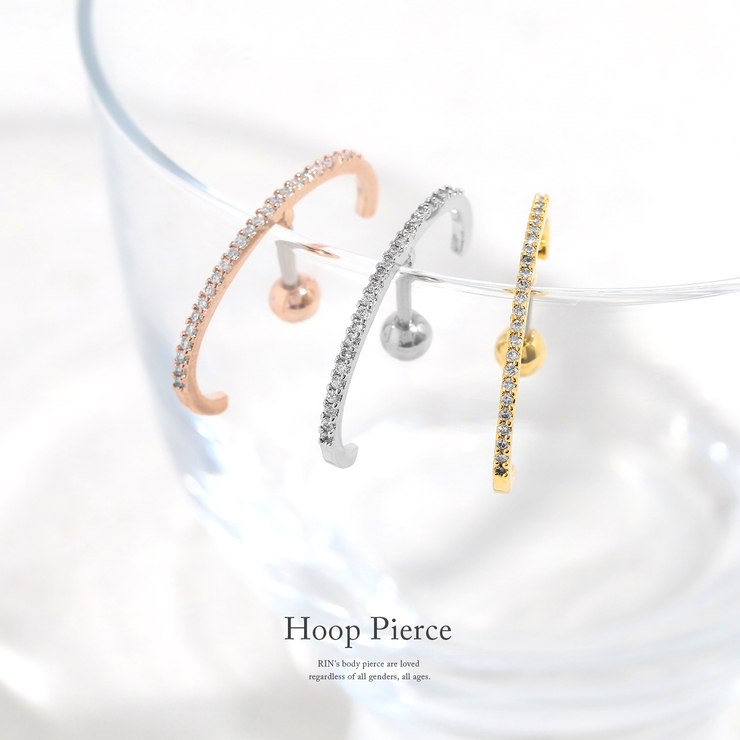 軟骨ピアス イヤーカフ風ジュエルジルコニアハーフフープ ボディピアス | ボディピアス専門店凛RIN | 詳細画像2 
