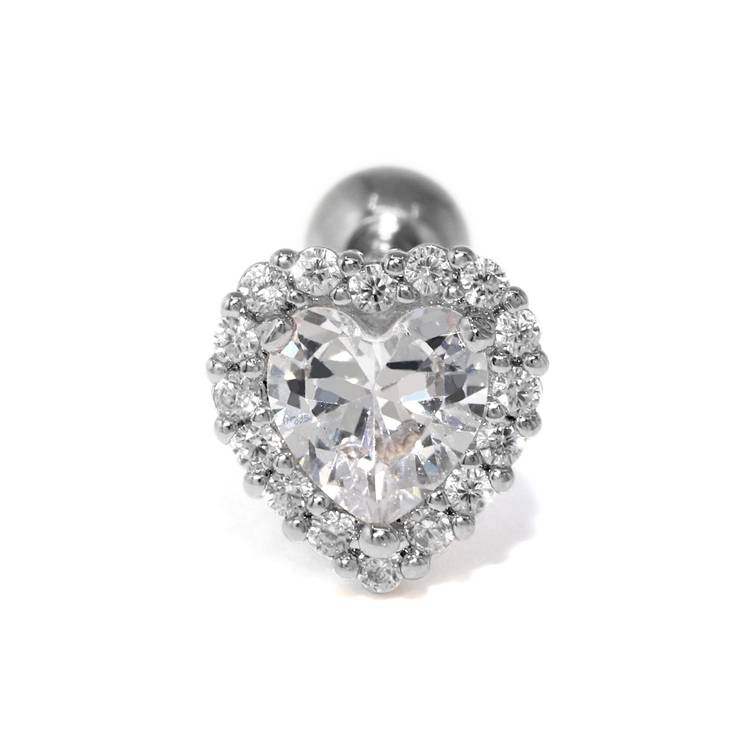 クリア・Lサイズ | 軟骨ピアス かわいい ハートジュエルキュービックジルコニアキラキラ | ボディピアス専門店凛RIN