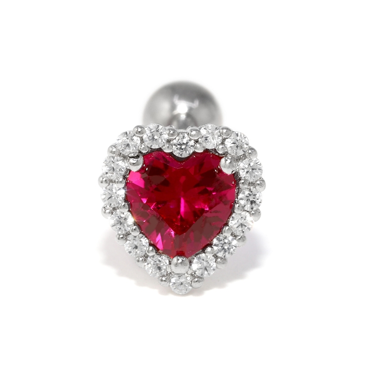 ピンク・Lサイズ | 軟骨ピアス かわいい ハートジュエルキュービックジルコニアキラキラ | ボディピアス専門店凛RIN