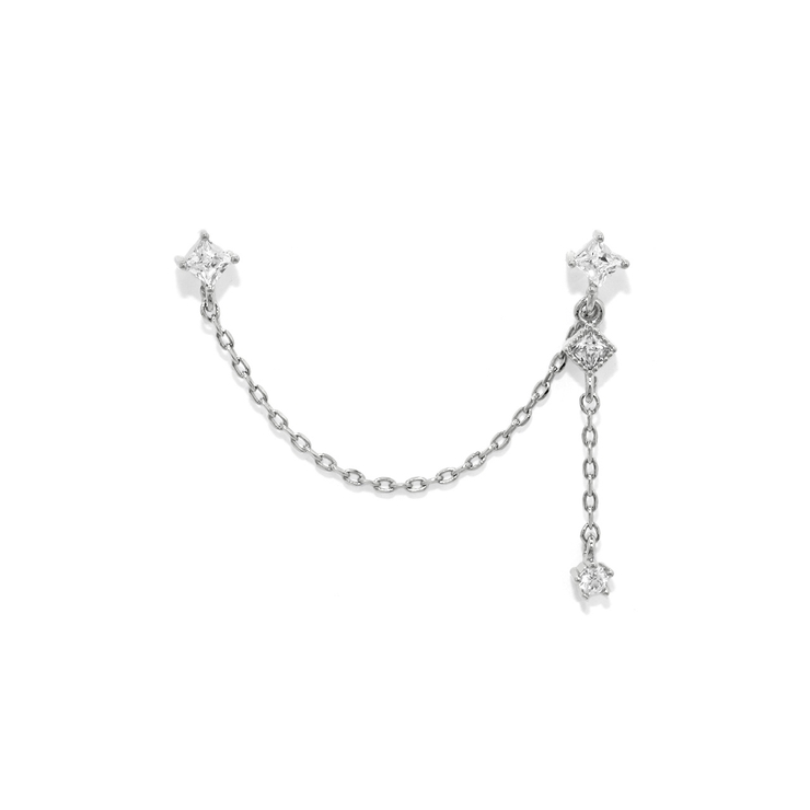 e.m. スタッズ チェーン ジルコニア ピアス 年中無休】 e.m.スタッズ×ジルコニアピアス片耳 アクセサリー