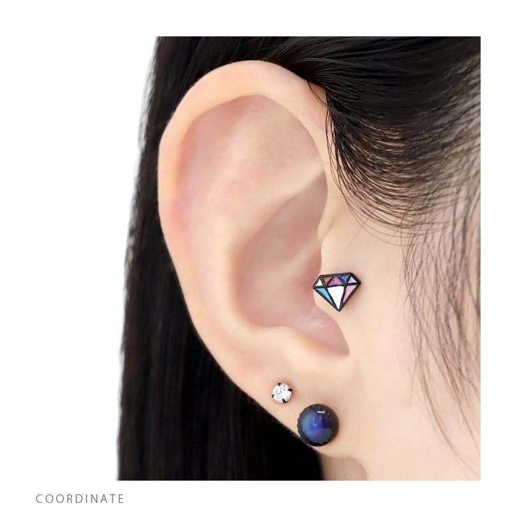 キャッチ ポップダイヤモンドシェイプカラフルホワイトブラック ボディピアス | ボディピアス専門店凛RIN | 詳細画像5 