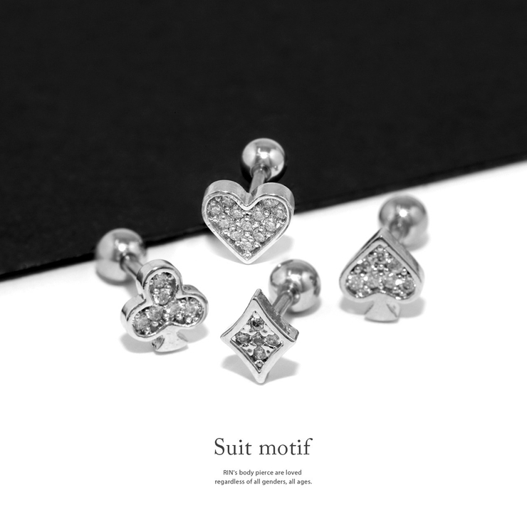 軟骨ピアス トランプジュエルハートスペードダイヤクローバージルコニア ボディピアス | ボディピアス専門店凛RIN | 詳細画像2
