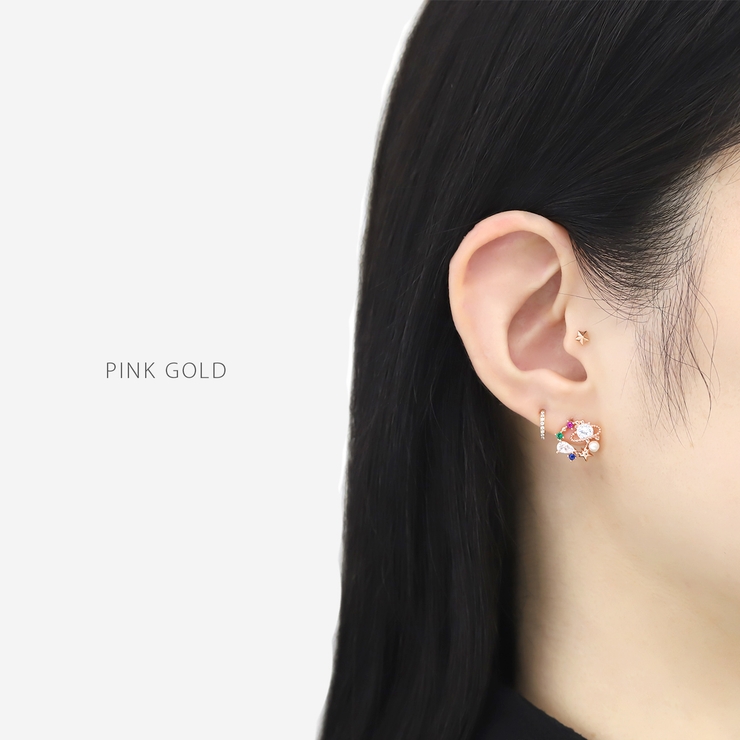 軟骨ピアス 宇宙星スターコスモキュービックジルコニアキラキラ個性的 ボディピアス | ボディピアス専門店凛RIN | 詳細画像4 