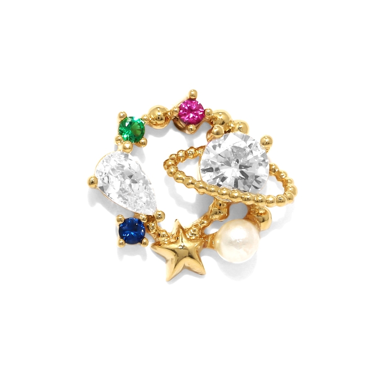 ゴールド | 軟骨ピアス 宇宙星スターコスモキュービックジルコニアキラキラ個性的 ボディピアス | ボディピアス専門店凛RIN