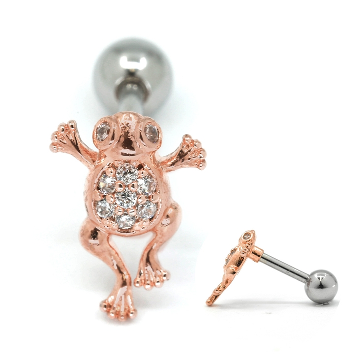 ピンクゴールド | 軟骨ピアス 16G カエル | ボディピアス専門店凛RIN