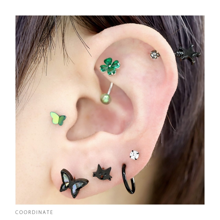 軟骨ピアス ネコサカナ猫魚かわいいねこ魚の骨シルエット ボディピアス | ボディピアス専門店凛RIN | 詳細画像4 