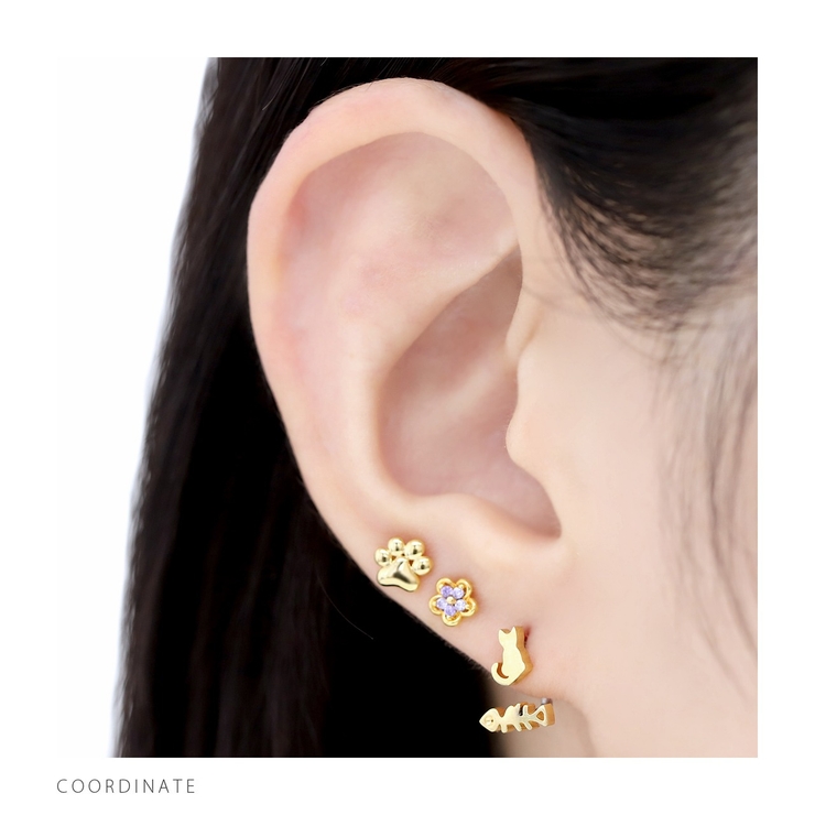 軟骨ピアス ネコサカナ猫魚かわいいねこ魚の骨シルエット ボディピアス | ボディピアス専門店凛RIN | 詳細画像5 