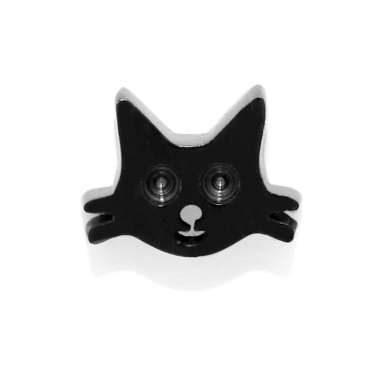 ブラック・ネコA | 軟骨ピアス ネコサカナ猫魚かわいいねこ魚の骨シルエット ボディピアス | ボディピアス専門店凛RIN