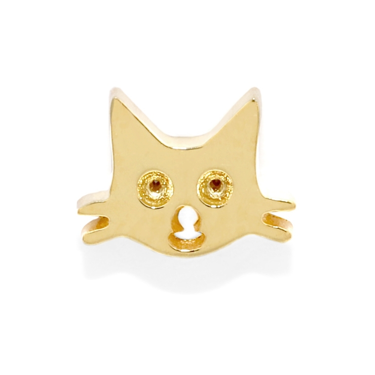 ゴールド・ネコA | 軟骨ピアス ネコサカナ猫魚かわいいねこ魚の骨シルエット ボディピアス | ボディピアス専門店凛RIN
