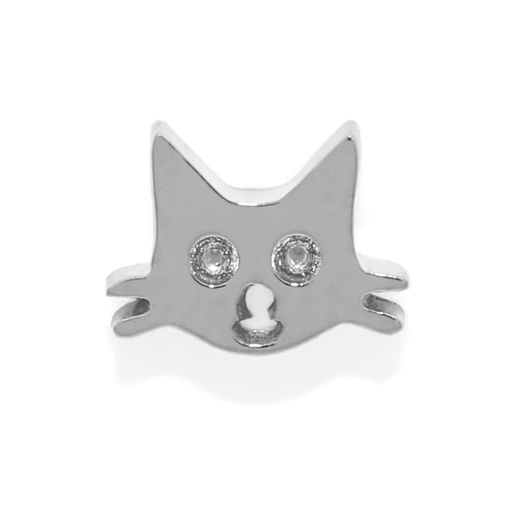 シルバー・ネコA | 軟骨ピアス ネコサカナ猫魚かわいいねこ魚の骨シルエット ボディピアス | ボディピアス専門店凛RIN