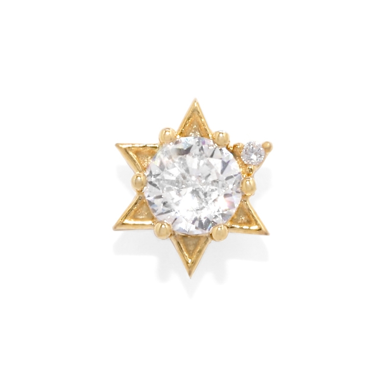 ゴールド | 軟骨ピアス 星スター六芒星ジュエルシンプルキュービックジルコニア ボディピアス | ボディピアス専門店凛RIN