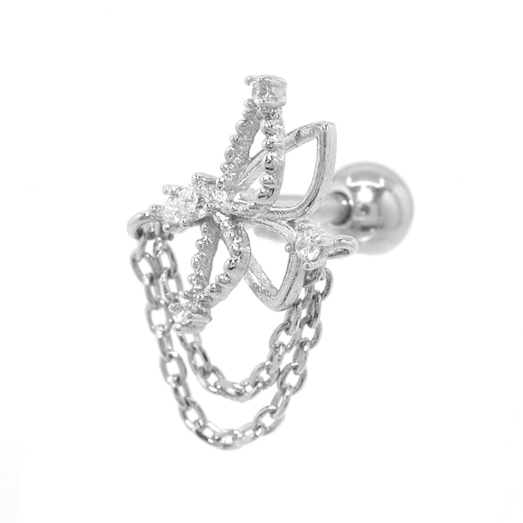 軟骨ピアス バタフライ蝶ジュエルチェーン ストレートバーベル | ボディピアス専門店凛RIN | 詳細画像8 