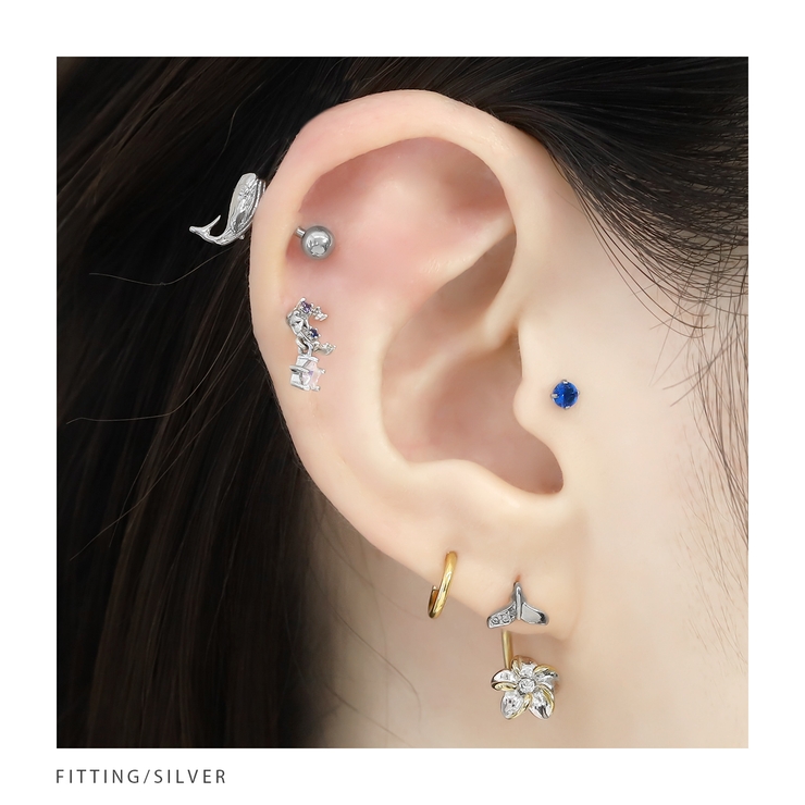 軟骨ピアス クジラホエールかわいい 個性的夏ストレートバーベル | ボディピアス専門店凛RIN | 詳細画像5 