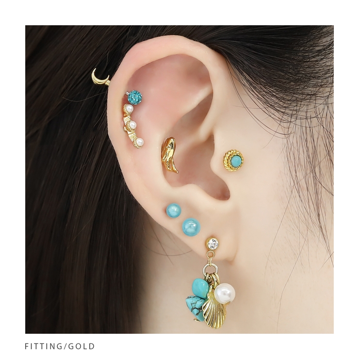 軟骨ピアス クジラホエールかわいい 個性的夏ストレートバーベル | ボディピアス専門店凛RIN | 詳細画像6 