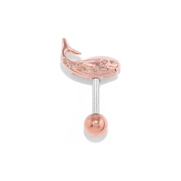 ピンクゴールド | 軟骨ピアス クジラホエールかわいい 個性的夏ストレートバーベル | ボディピアス専門店凛RIN