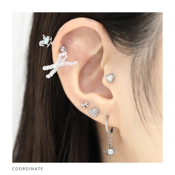 軟骨ピアス ハートキルティング模様かわいいフェミニンラブリー ボディピアス | ボディピアス専門店凛RIN | 詳細画像5 