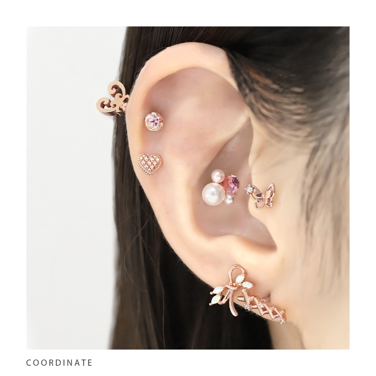 軟骨ピアス ハートキルティング模様かわいいフェミニンラブリー ボディピアス | ボディピアス専門店凛RIN | 詳細画像6 